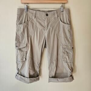 Kuhl Women's Splash Tan Capri Pants, Size 10 Roll-Up Stretch Cargo Hiking